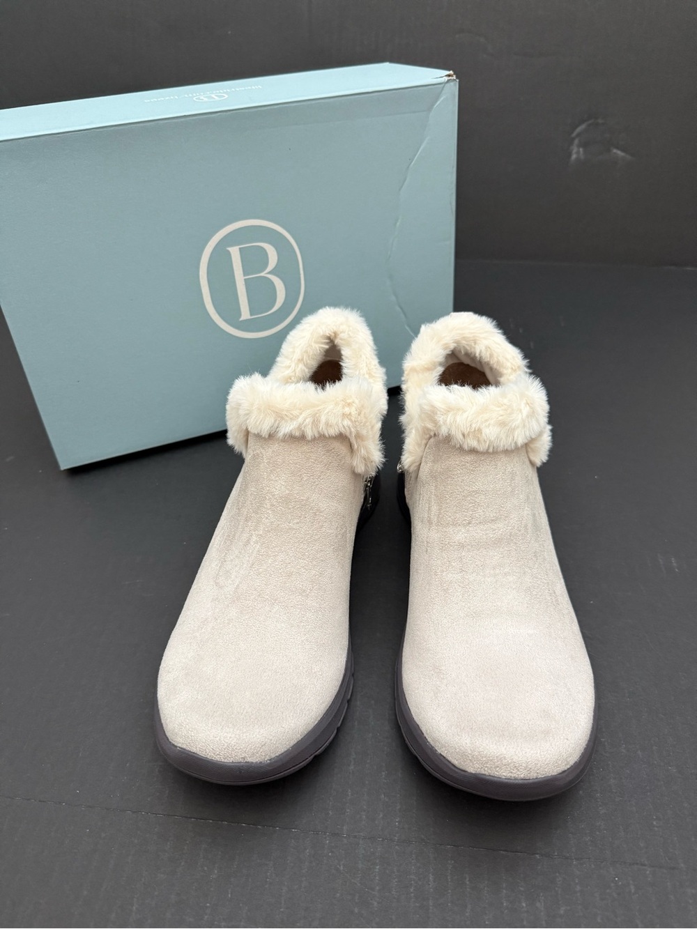 Life Stride BZEES Women's Beige Faux-Fur Ankle Booties Size 10 - Picture 4 of 14
